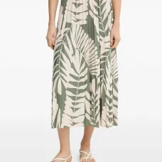 Плиссированная юбка с принтом в виде листьев