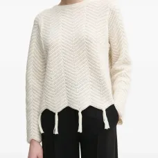 Вязаное изделие с кисточками и узором «ёлочка» Вязаное изделие с кисточками и узором «ёлочка»