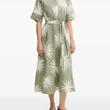 Платье миди с принтом на пуговицах