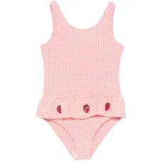 Купальник в клетку с воланами Etta цвета "клубничный"