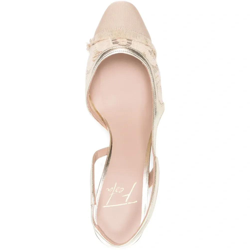 Босоножки с открытой пяткой из кружева