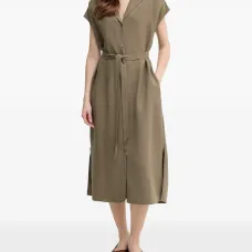 Платье миди с воротником и поясом