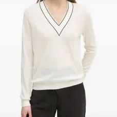 Свитер с отделкой и V-образным вырезом