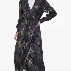 Платье миди с принтом и поясом