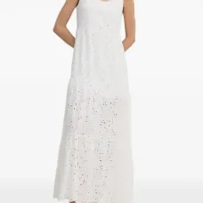 Макси-платье без рукавов с цветочной вышивкой Сангало