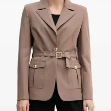 Жакет с поясом и карманами