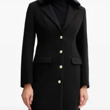 Однобортное пальто из искусственного меха