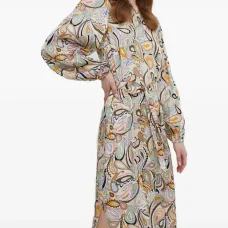 Мини-платье с поясом на талии и узором "пейсли"