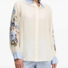 Рубашка с воротником и цветочной вышивкой Рубашка с воротником и цветочной вышивкой