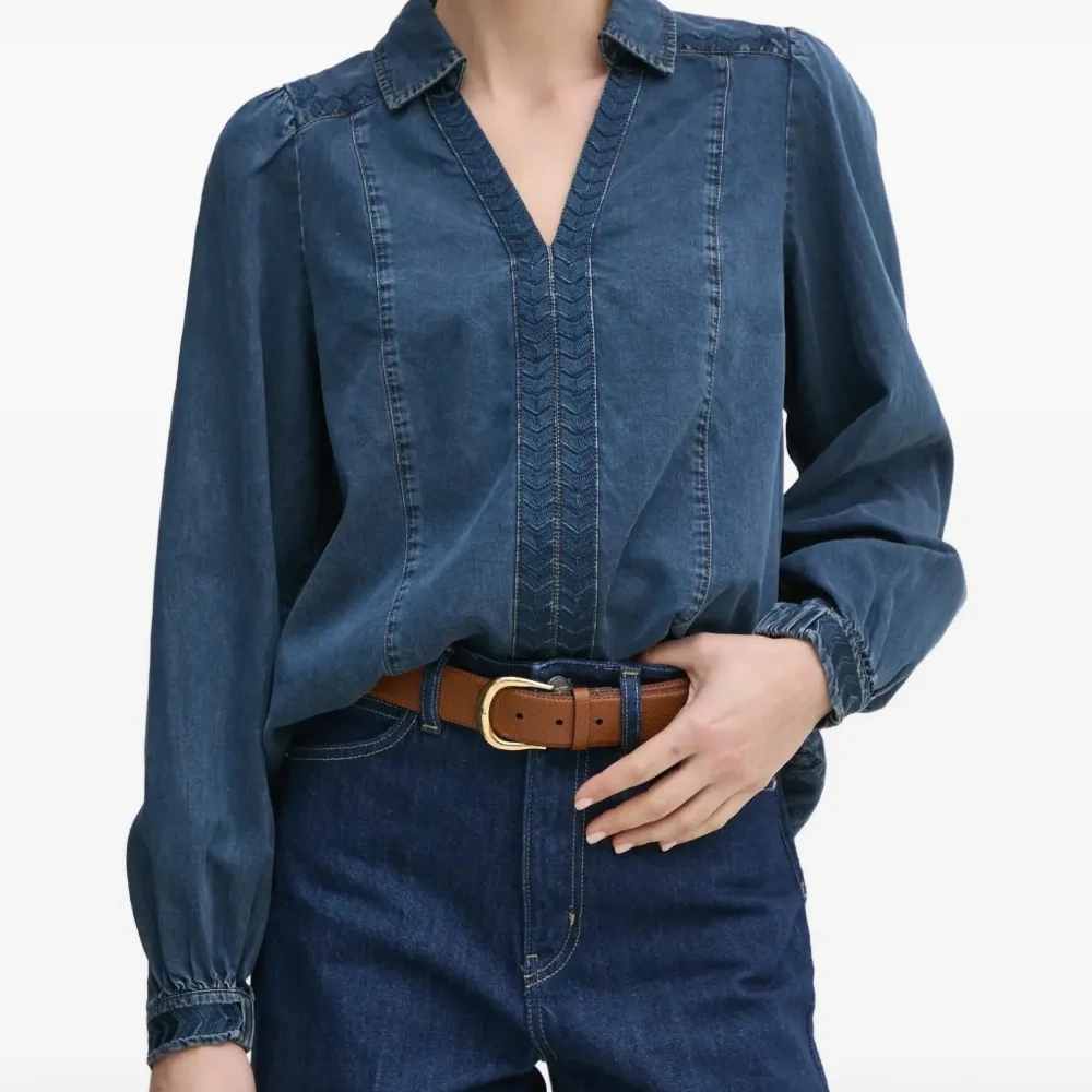 Блузка MMFozi с V-образным вырезом и вышивкой