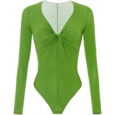 Драпированное боди с длинными рукавами