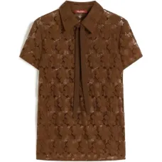 Топ с цветочным кружевом и завязкой на шее