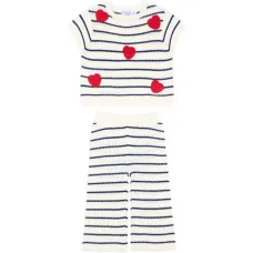 Комплект из брюк в полоску с декором в виде сердца