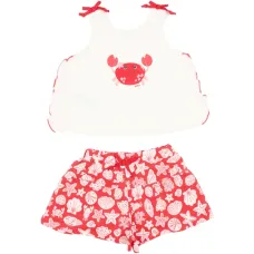 Комплект с шортами и оборками с принтом крабов