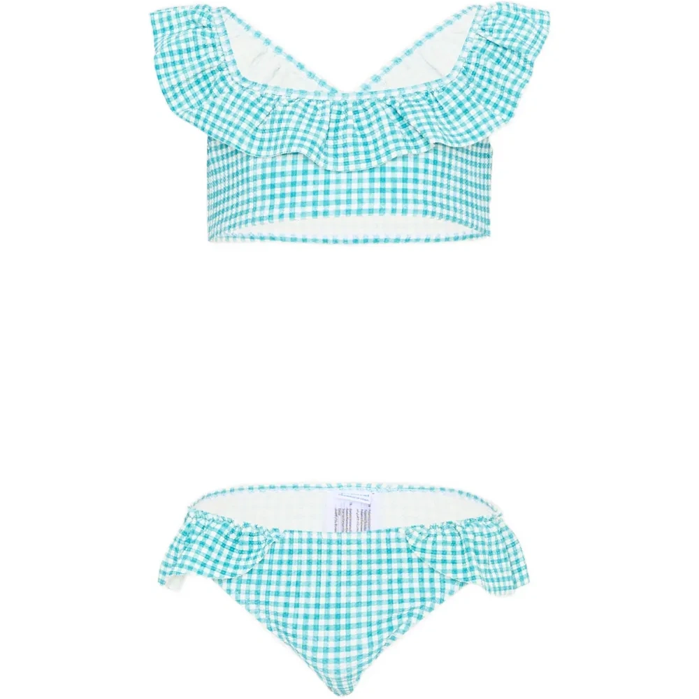 Купальник с оборками в клетку "виши"