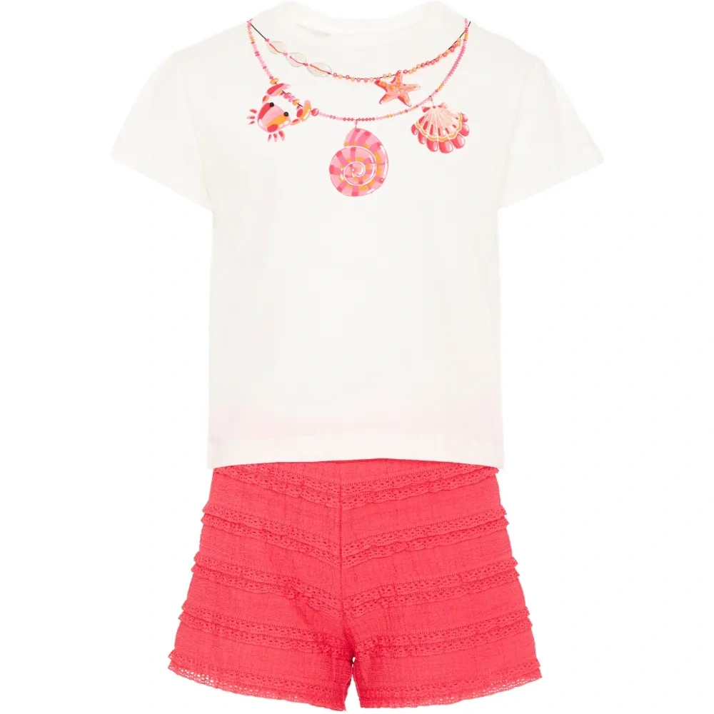 Комплект из шорт с оборками и графичным принтом