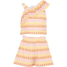 Комплект с шортами и вышивкой на одно плечо