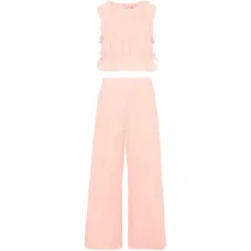 Костюм с брюками, вышитыми цветами