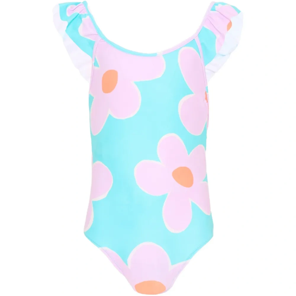 Купальник с цветочным принтом и оборками