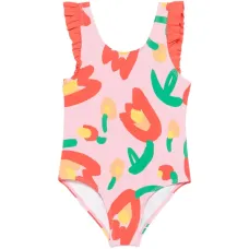 Купальник с цветочным принтом и оборками