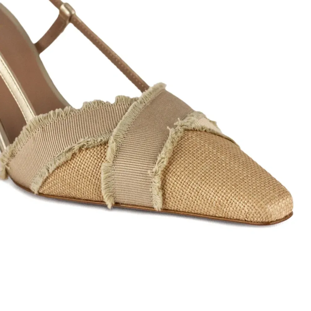 Босоножки из металлизированной кожи с бахромой Босоножки из металлизированной кожи с бахромой