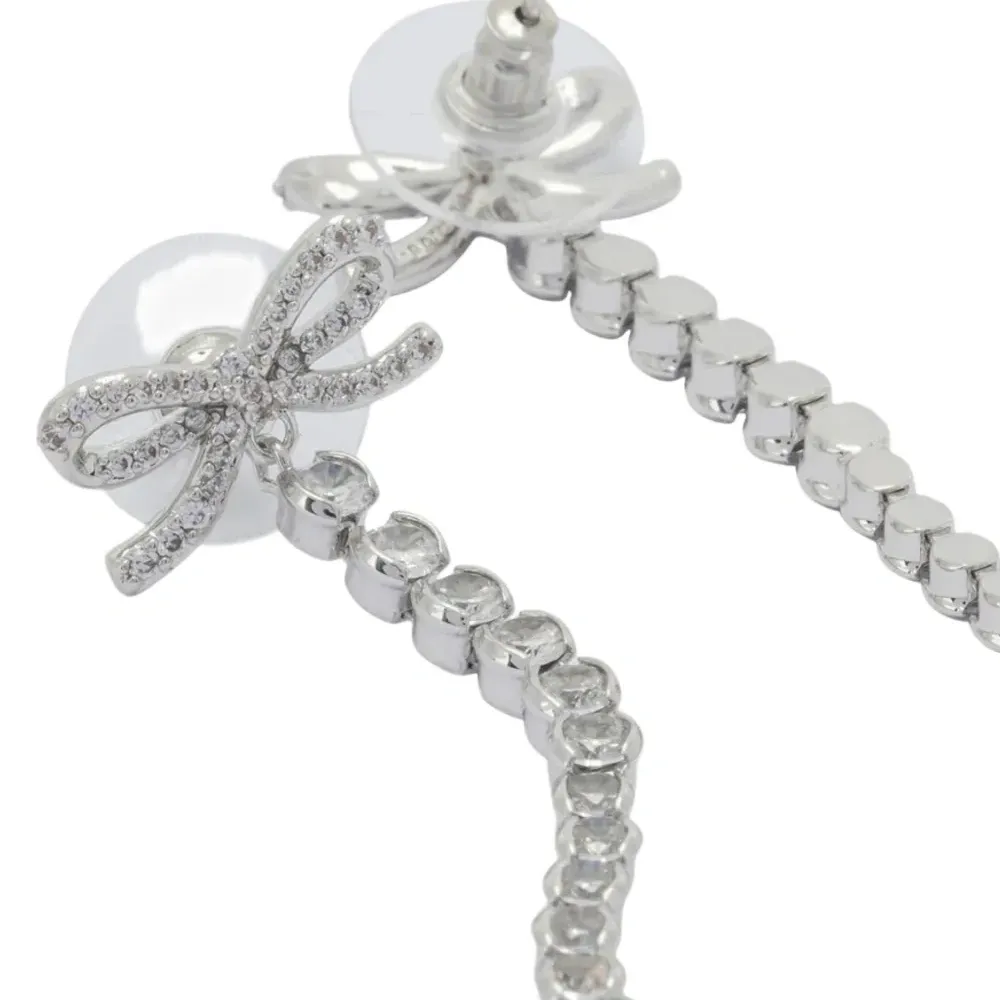 Серьги-капли с кристаллами и бантом