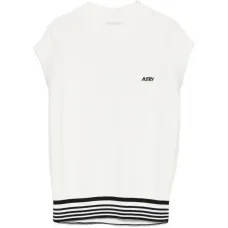 Вязаный жилет с полосатыми деталями Вязаный жилет с полосатыми деталями