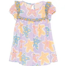 Комплект из двух платьев с оборками и принтом