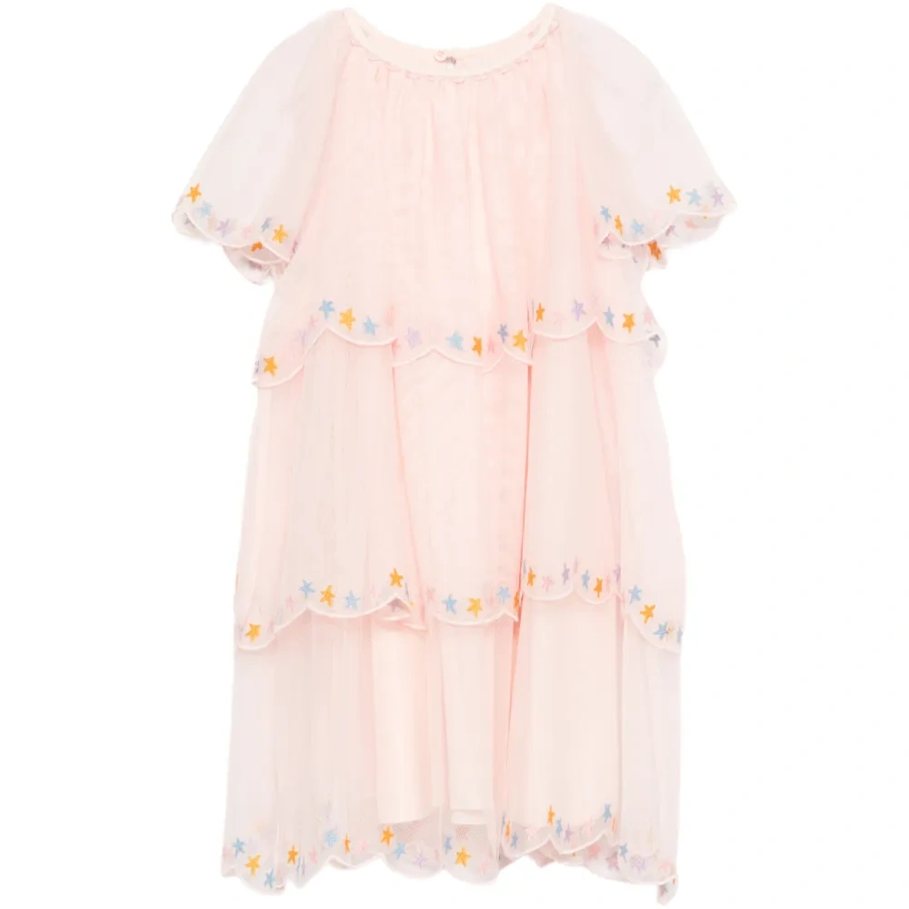 Многоярусное платье с вышивкой в виде звезд