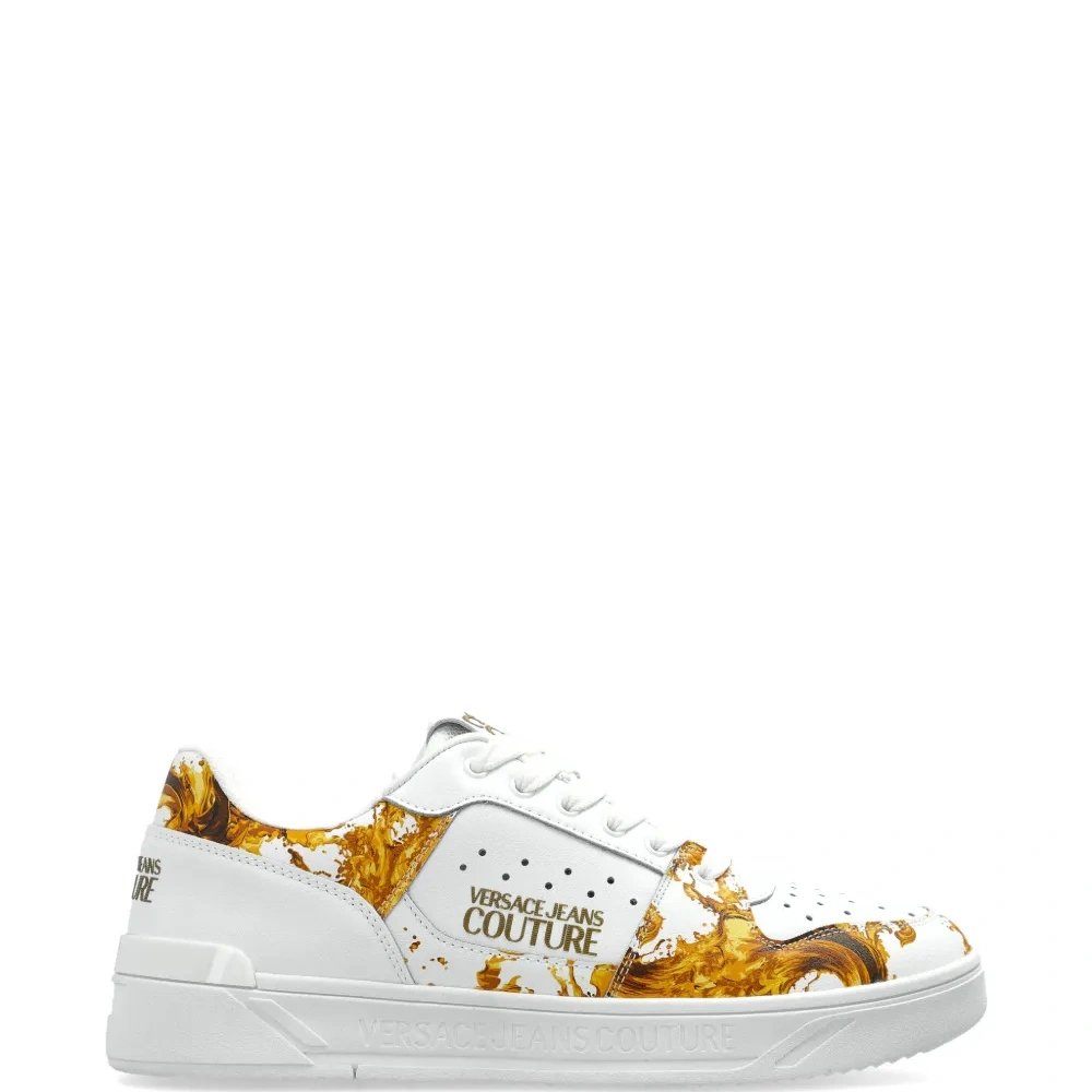 Кожаные кроссовки с принтом