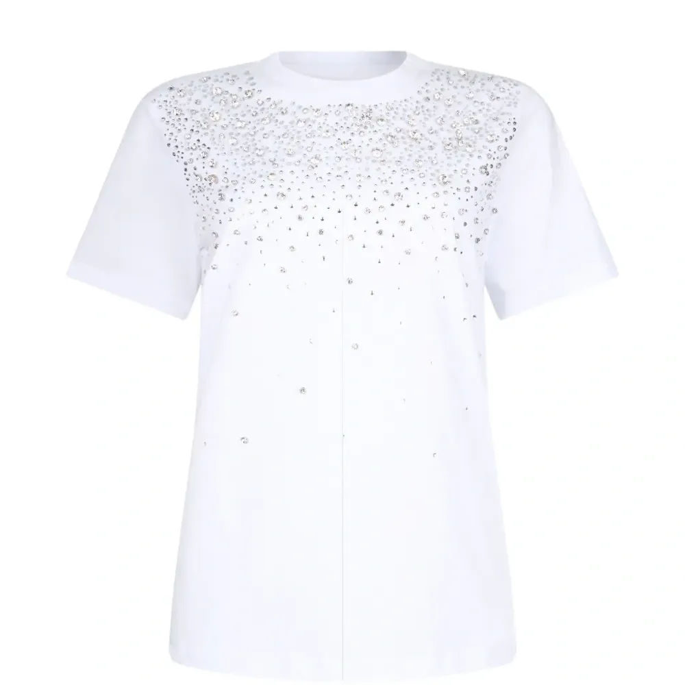 Футболка с круглым вырезом и декоративной отделкой