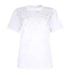 Футболка с круглым вырезом и декоративной отделкой