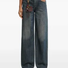 Прямые джинсы с лоскутной отделкой