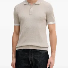 Рубашка-поло с короткими рукавами и рубчатой вязкой Рубашка-поло с короткими рукавами и рубчатой вязкой