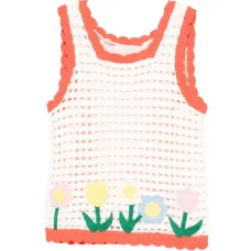 Вязаный топ с цветочной аппликацией Вязаный топ с цветочной аппликацией