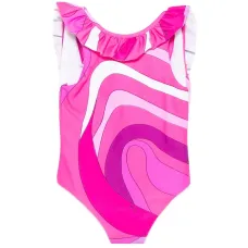 Купальник с оборками и принтом