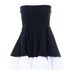 Мини-платье клеш с цветовой блокировкой в песочном цвете Мини-платье клеш с цветовой блокировкой в песочном цвете