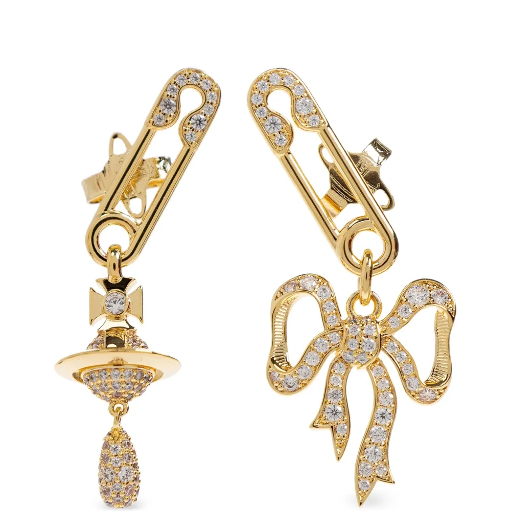 Серьги с подвеской в виде банта и английской булавки