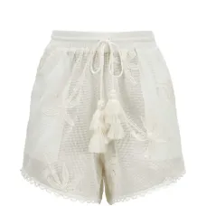 Мини-шорты с кисточками и принтом пальм