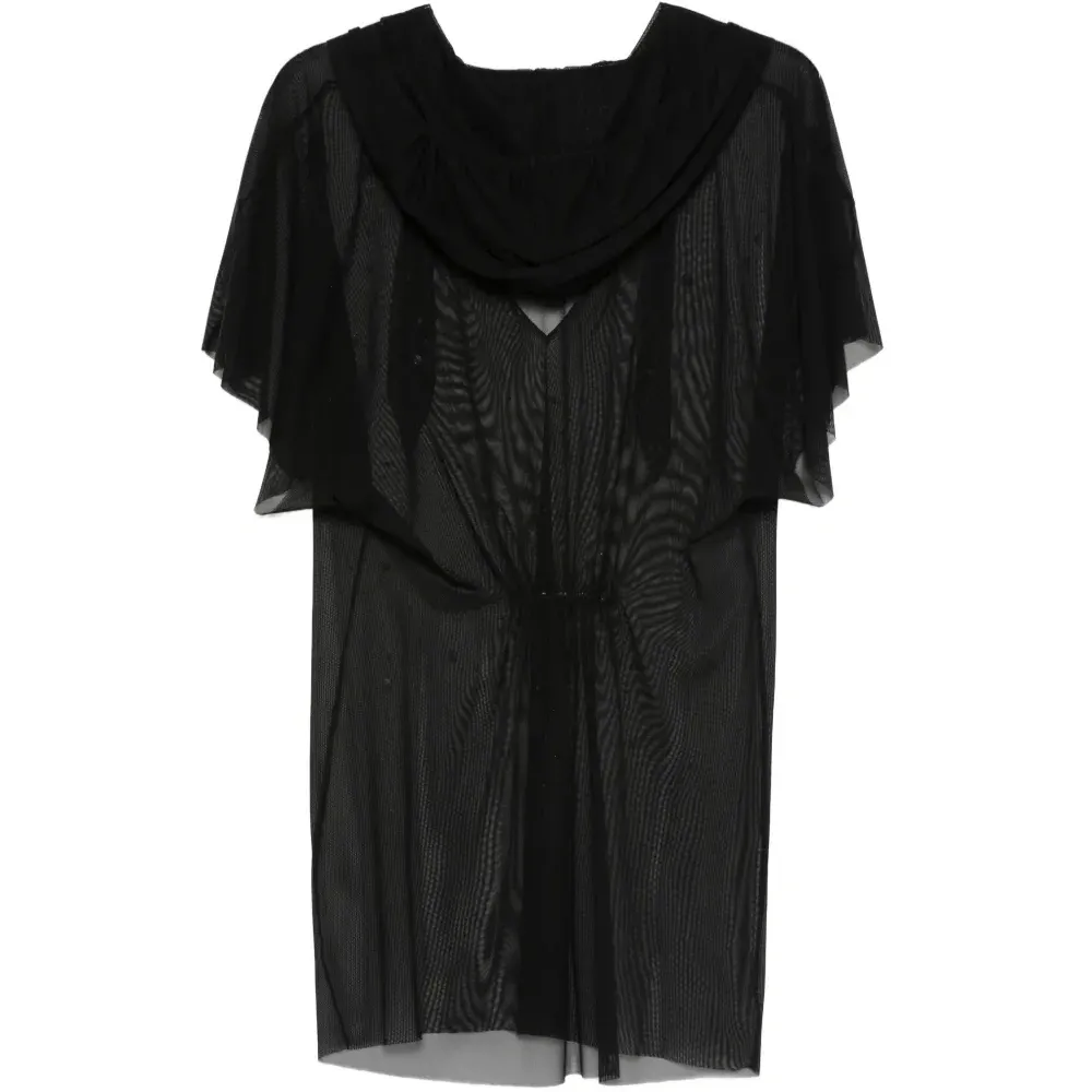 Блуза с капюшоном, украшенная стразами