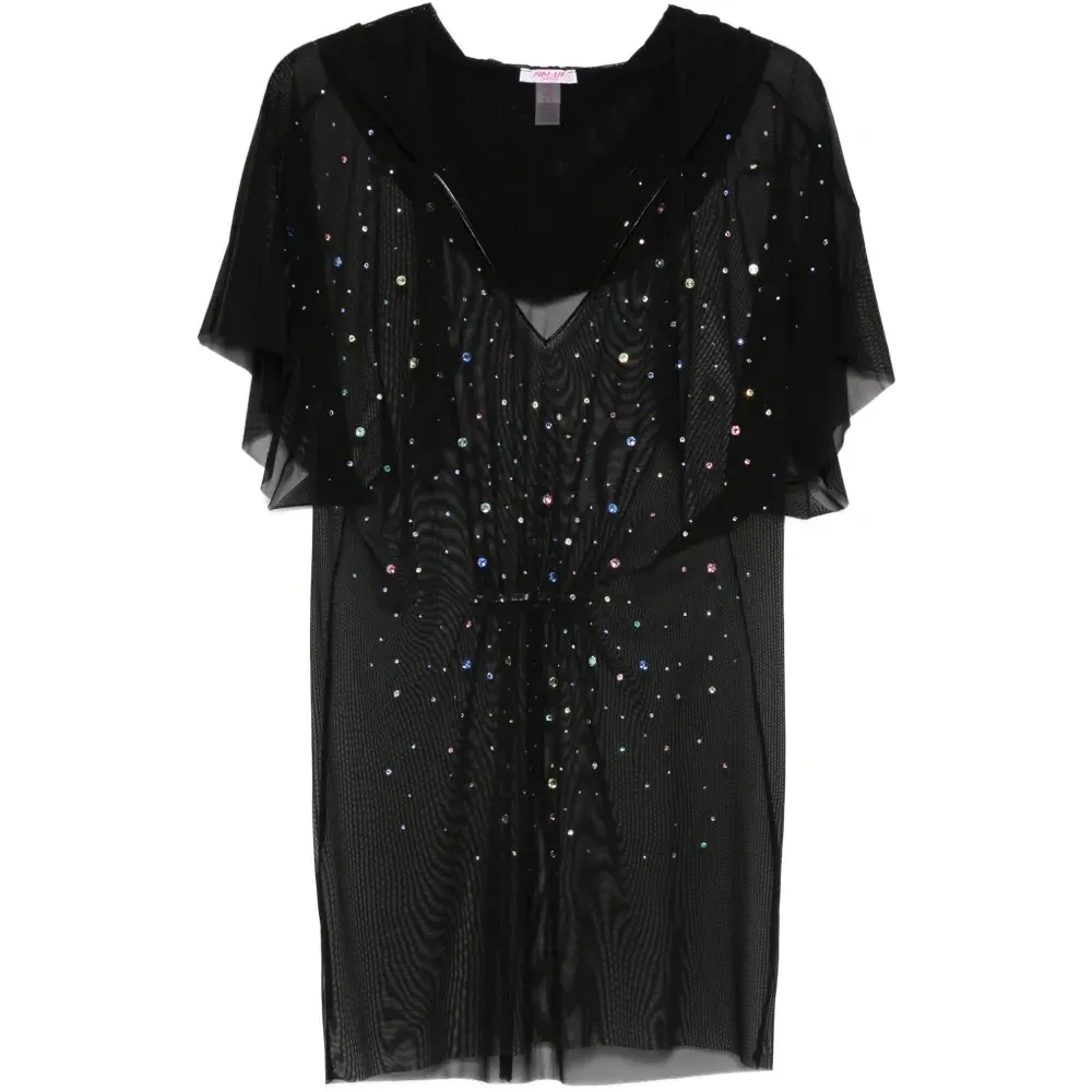 Блуза с капюшоном, украшенная стразами