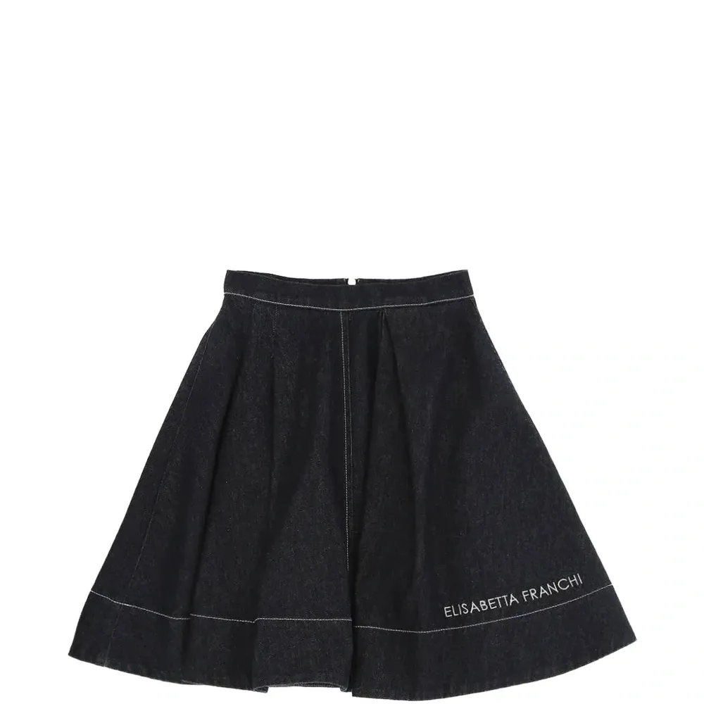 Джинсовая юбка с вышитым логотипом