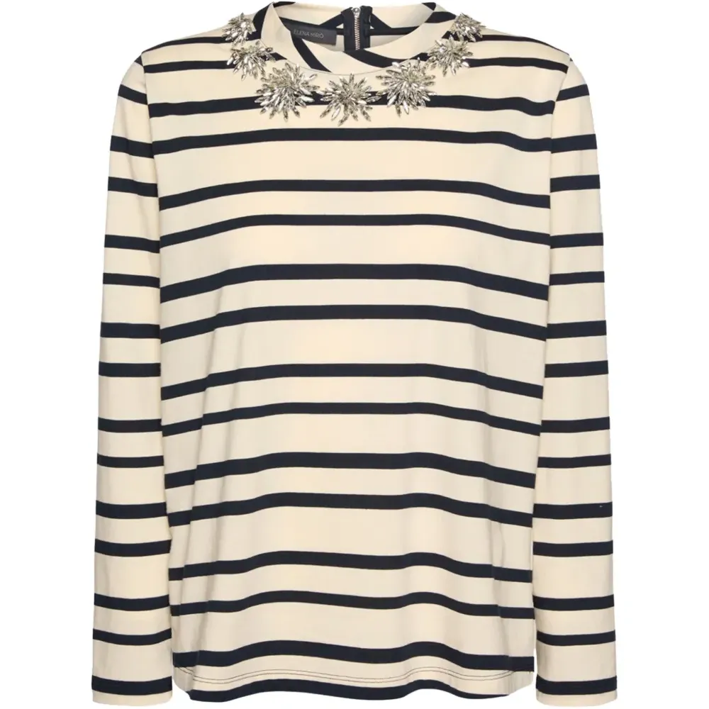 Топ в полоску с цветочной вышивкой Топ в полоску с цветочной вышивкой