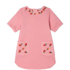 Платье с цветочной вышивкой и карманом