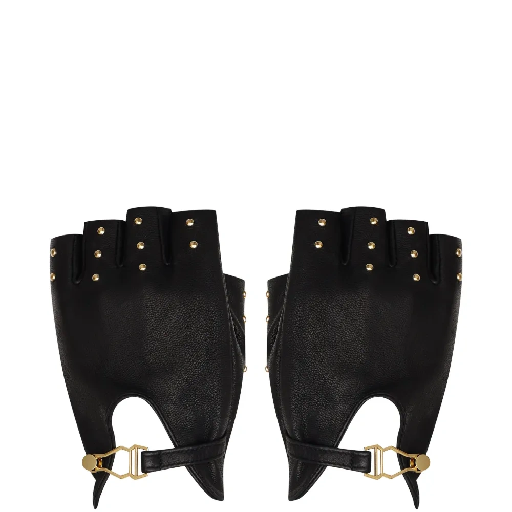 Варежки из кожи с заклепками