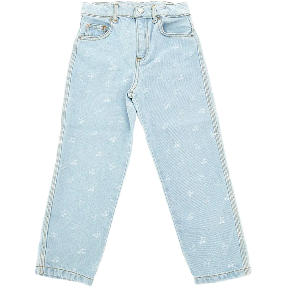 Джинсы с вышивкой вишни