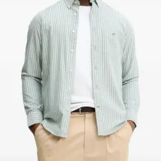 Рубашка в полоску с накладным карманом