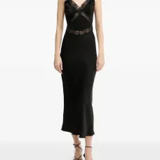 Кружевное миди-платье с бисерной отделкой Кружевное миди-платье с бисерной отделкой