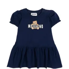 Платье с объемными рукавами и принтом мишки