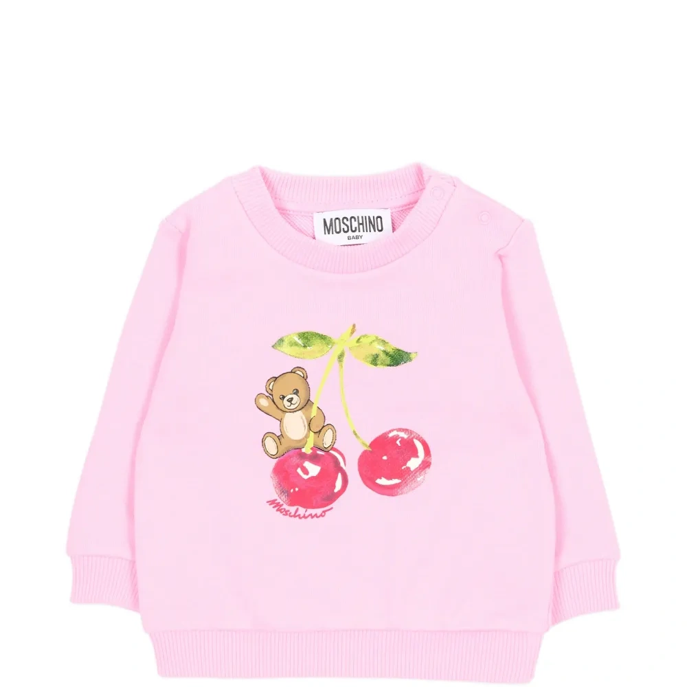 Свитшот с принтом вишен и мишкой